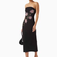 Robe midi décontractée pour femme, personnalisée par le fabricant, à imprimé floral numérique, respirante et sans bretelles, idéale pour les fêtes