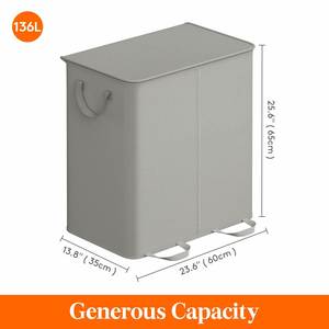 Double Laundry <b>Basket</b> with Lid and Removable Laundry Bags <b>Large</b> Collapsible Laundry Hamper with 2 Sections for Laundry Room - Product Image 5