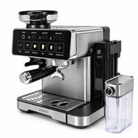 Nouvelle machine à café expresso semi-automatique 6-en-1 20 bars pour cappuccino/latte avec mousseur à lait et moulin à café