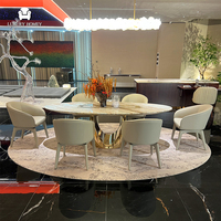 Italienisches Luxus-Marmor-Esszimmer-Set für 6 Personen, Esstisch-Set mit 6 Stühlen, 6-Sitzer-Esstisch-Set mit Stühlen für Villenprojekte