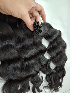 Extensions de cheveux I Tip en gros, double trame, 100% Remy Raw, extensions de cheveux I Tip, couleur foncée, extensions de cheveux humains - Product Image 2