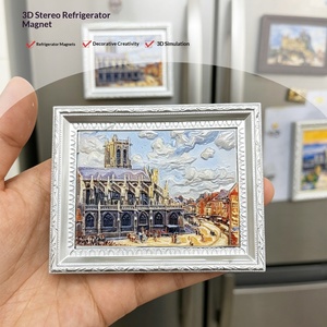 Cadre photo 3D de style impressionniste européen Monet, aimant de réfrigérateur, décoration créative pour la maison, souvenir de voyage, cadeau magnétique en résine - Product Image 2