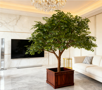 Arbre ficus artificiel unique de grande taille pour la décoration d'hôtel, intérieur et extérieur, simulation luxuriante d'arbre banian, plantes de jardin