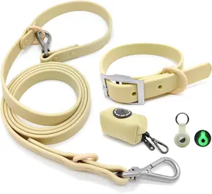 PVC Pet Dog Collar And Leash Set Custom Logo Colour Waterproof Multifunctional Rope Durable Set For Walking Training