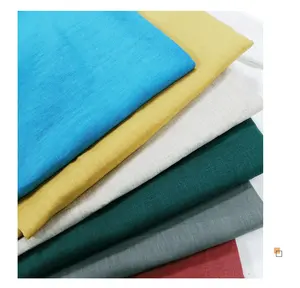 factory in stock 9*9 yarn count 195GSM 100% pure linen fabric plain dyed linen for shirts sofa accept custom color