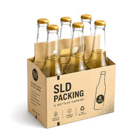 Caja Portadora de Botellas Personalizada para Licor, Paquete de Seis Unidades, Embalaje con Asa, Fábrica de Cajas Portadoras de Botellas Personalizadas