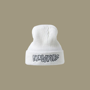 Chapeau de bonnet brodé en acrylique, double couche, noir et blanc, accessoire thermique, unisexe, avec Logo personnalisé, pour l'hiver, 100% - Product Image 3