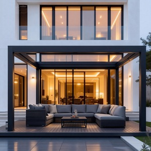 Pergola de jardin <span class=keywords><strong>en</strong></span> aluminium, structure d'arborail, barbecue, écologique, résistant à la décomposition, imperméable, revêtement poudré, extérieur, couleur personnalisée, style naturel moderne - Product Image 1