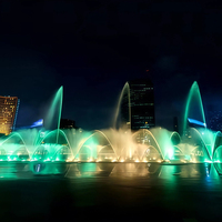 Fontaine musicale moderne en gros avec contrôleur intelligent et spectacle d'eau colorée pour aménagement paysager commercial