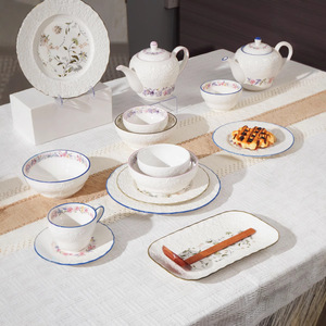 ชุดจานเซรามิกลายดอกกุหลาบสไตล์ฝรั่งเศส<span class=keywords><strong>โบราณ</strong></span> สำหรับเทศกาล โรแมนติก ใช้กับไมโครเวฟได้ ชุดจานชามสำหรับซุป - Product Image 5