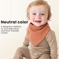 Bandana en mousseline de coton unisexe 100%, avec fermeture à boutons, imprimé OEM jetable, 10 couleurs unies pour l'alimentation de bébé, dentition
