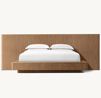 Cadre de lit mural RH Mulholland contemporain en chêne massif, écologique et durable, avec panneau large et étendu, mobilier de maison