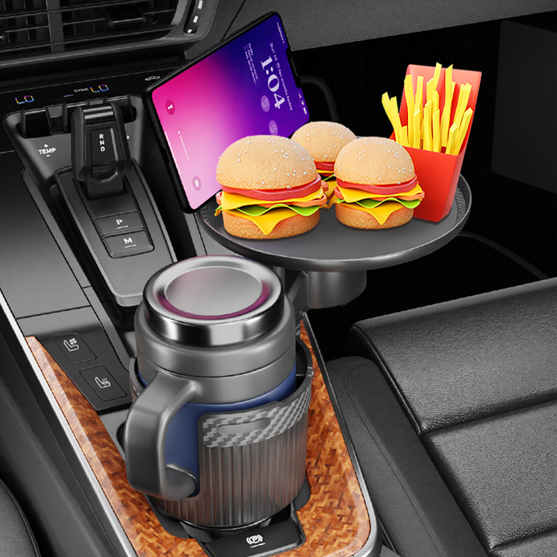 Adjustable Car Cup Holder - Universal Car Tray with Phone Drink Holder | Tacticraft Inc