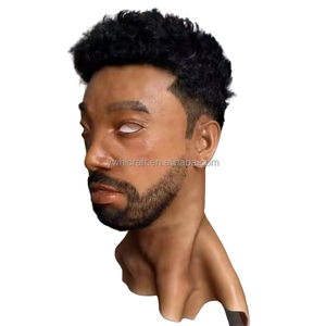 HLC OEM 1PC Topeng Wajah Silikon Pria Tua Nenek Realistis Topeng Silikon Wajah Manusia dengan Wig dan Jenggot untuk Pesta Cosplay - Product Image 3