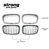 Paire de grilles avant chromées grises F20 Série 1 à lamelles verticales pour un style extérieur amélioré