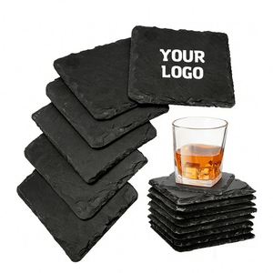 Sous-verres en ardoise personnalisables avec logo gravé, cadeau promotionnel, tapis de tasse sur mesure - Product Image 1