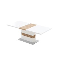 Ensemble de table à manger en bois nordique moderne et élégant, 6 places, rectangulaire, blanc, extensible, meubles de salle à manger