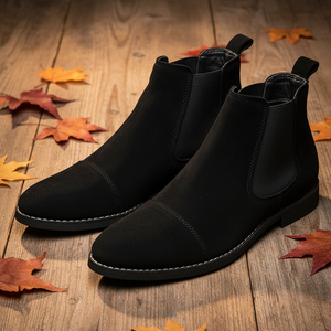 Bottes <span class=keywords><strong>Chelsea</strong></span> Marron Tendance pour Hommes, Style Britannique, Chaussures Montantes en Daim, à Enfiler, à Bout Pointu, <span class=keywords><strong>Bottines</strong></span> pour Hommes - Product Image 3