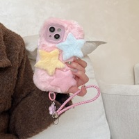 Coque de téléphone antichoc en peluche étoile colorée, style girly mignon, pour iPhone 18 17 16 15 14 Pro Pro Max PC