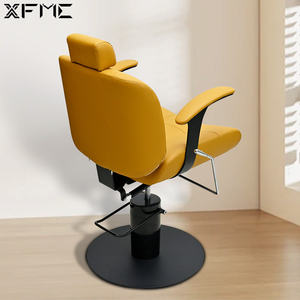 Bộ ghế làm tóc chuyên nghiệp màu vàng cho salon làm đẹp, ghế nằm thủy lực có tựa đầu dành cho nữ - Product Image 4