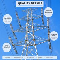 Tour de transmission d'énergie tubulaire en acier à quatre poteaux de 50 mètres avec revêtement galvanisé à chaud pour projets de lignes aériennes haute tension