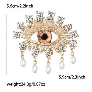 Pin Personalizado con Ojos Azules, Colgante de Perla, Insignia de Cristal con Diamantes, Pin de Metal para Mochila, Regalo de Moda para Mujer - Product Image 3