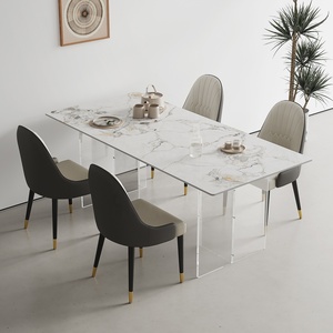 Đồ Nội Thất Nghệ Thuật Nhà Hàng Sang Trọng Đơn Giản Hiện Đại Bàn Ăn Gia Đình 6 Hoặc <span class=keywords><strong>8</strong></span> Người Bàn Đá Acrylic Hình Chữ Nhật - Product Image 6