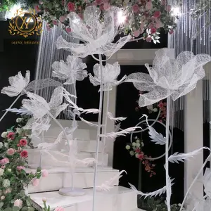 Creative New White Cloth Flowers Road Guidance Ornaments 3 Piece Set Wedding Aisle Decoration For Welcome Reception Area