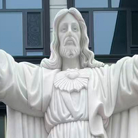 Statue de Jésus aux mains ouvertes en marbre naturel, style européen traditionnel, pour décoration d'église, de jardin ou d'intérieur, durable et faite à la main.