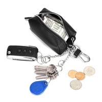 Porte-clés en cuir de vachette souple pour femmes, créatif, grande capacité, 2-en-1, porte-carte de clé de voiture pour usage universel