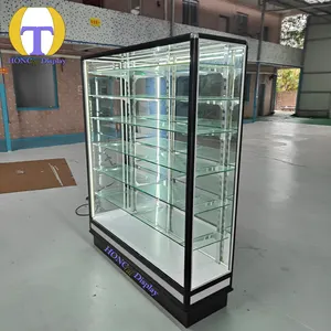 6 Ft Sliding Door Glass Mirror Display Showcase Extra Vision Adjustable Display Cabinet Aluminum MDF For Retail Store Or Shop