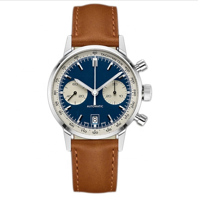 Custom Logo OEM Stainless Steel Case Genuine Leather Band Movement 42mm Dial Waterproof Sport Men's Luxury Watch