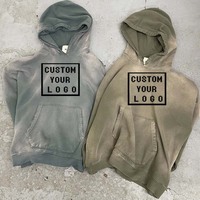 Vente en gros Sweat à capuche unisexe surdimensionné coupe carrée avec logo personnalisé, dégradé, effet délavé, bords effilochés, poche kangourou, style streetwear vintage