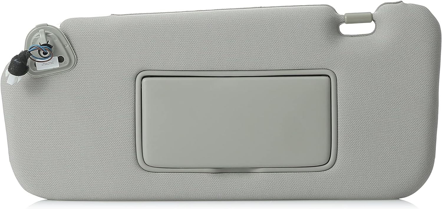 Left Driver Side Gray PP Foldable Sun Visor with Vanity Light for
