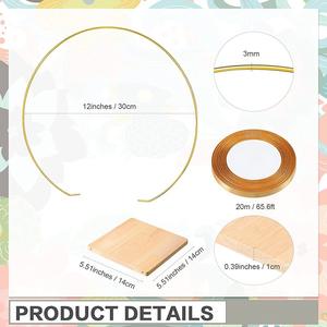 Cercle floral rond en métal <span class=keywords><strong>de</strong></span> 12 pouces avec support en bois, accessoires décoratifs pour l'artisanat, le bricolage, les mariages, les événements et les décorations <span class=keywords><strong>de</strong></span> fête - Product Image 3