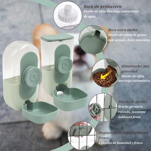 Mangiatoia per animali domestici con gabbia diretta in fabbrica + erogatore d'acqua | Alimentazione automatica per gravità | Ideale per gatti e cani di piccola taglia - Product Image 3
