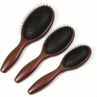 Brosse à cheveux en bois de hêtre naturel avec coussin d'air et poils de sanglier pour massage, vente en gros, personnalisation du logo privé, OEM