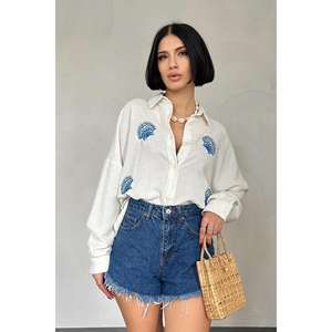 เสื้อเชิ้ตผ้าลินินสีขาว แขนยาว สไตล์เรียบง่าย สำหรับผู้หญิง ใส่ได้ทุกวัน - Product Image 3