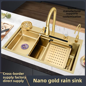 Internet célèbre évier de pluie volant <span class=keywords><strong>or</strong></span> cascade Style sortie d'eau tirant robinet résistant à l'usure et Durable hôtel évier de cuisine - Product Image 3