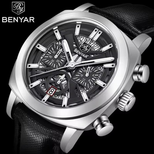 Reloj Deportivo de Cuero para Hombre BENYAR 5205 con Movimiento de Cuarzo, Diseño Resistente al Agua, Anti-Reflejante y Cronógrafo - Product Image 3