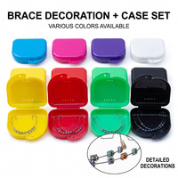Boîte de rangement pour appareil orthodontique, étui pour aligneur dentaire, boîte de rangement décorative multicolores avec chaîne, portable, antichoc, pour protège-dents