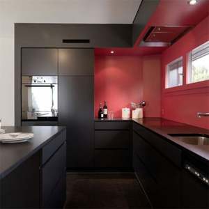 Meubles de cuisine en laque noire mate, designs gratuits, cuisine moderne complète avec îlot - Product Image 4