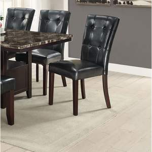 DB Modern Parson <b>Chairs</b> <b>Black</b> Faux Leather Tufted Set of 2 Side <b>Chairs</b> Dining Seatings - Product Image 6
