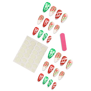 24 Uds. <span class=keywords><strong>Uñas</strong></span> <span class=keywords><strong>postizas</strong></span> <span class=keywords><strong>de</strong></span> lentejuelas brillantes diseño <span class=keywords><strong>de</strong></span> árbol <span class=keywords><strong>de</strong></span> Navidad rayas brillantes estilo francés Press-on X-Mas decoración <span class=keywords><strong>de</strong></span> <span class=keywords><strong>uñas</strong></span> <span class=keywords><strong>para</strong></span> mujeres <span class=keywords><strong>niñas</strong></span> - Product Image 6