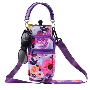 Custom LOGO <b>Water</b> <b>Bottle</b> Carrier Bag Sleeve with 4 Pocket Sport <b>Water</b> Holder With Shoulder <b>Strap</b> for Walking Hiking Camping Gym - Product Image 1