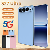 Smartphone à écran ultra-large S27, écran de 7,3 pouces, stockage important de 16+1 To, appareil photo 108 MP, batterie de 8800 mAh, téléphone 5G, Android 16 intelligent