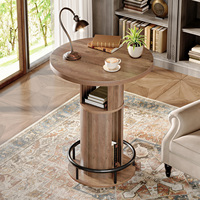 Table de bar bistrot en bois sur mesure OEM/ODM, prix de gros usine, table haute ronde avec rangement pour la maison et le bar
