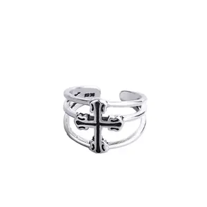 S925 Silver Plating Cross Ring Anello a croce S925 placcato argento