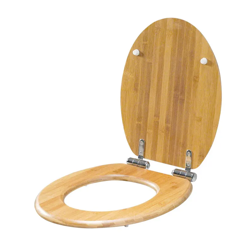 Sedile del water in legno ovale modellato con cerniere in acciaio inox facile da pulire Anti-pizzico morbido chiusura legno coperchio wc per il bagno
