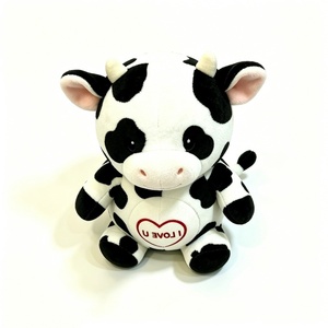 Customized Black White Spotted <b>Cow</b> Plush Toy Chubby Sitting <b>Cow</b> Stuffed Toy with PP Cotton Filling Soft Fluffy for Halloween - Product Image 2